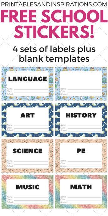 Free Cute Label Stickers For School With Blank Templates - Printables and Inspirations -   15 subjects Labels diy ideas