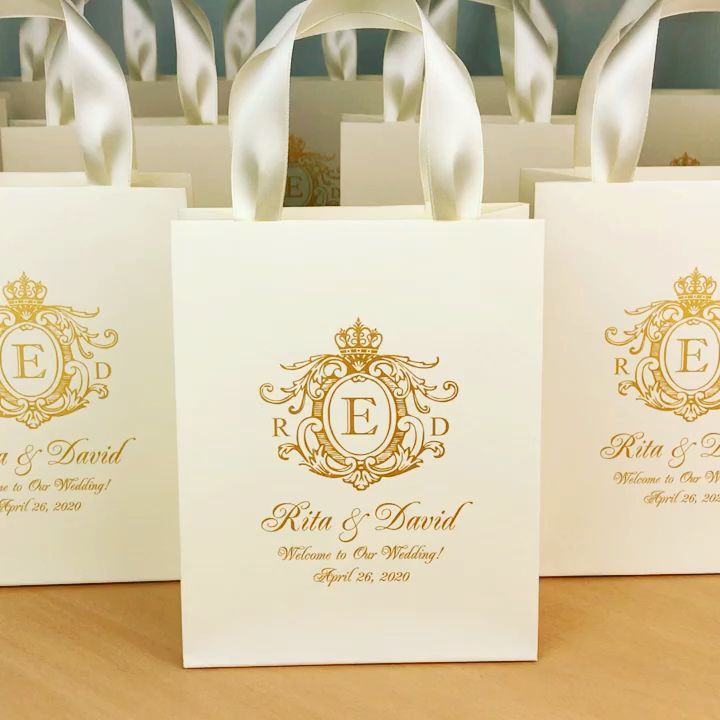Wedding monogram bags -   15 wedding Church gold ideas