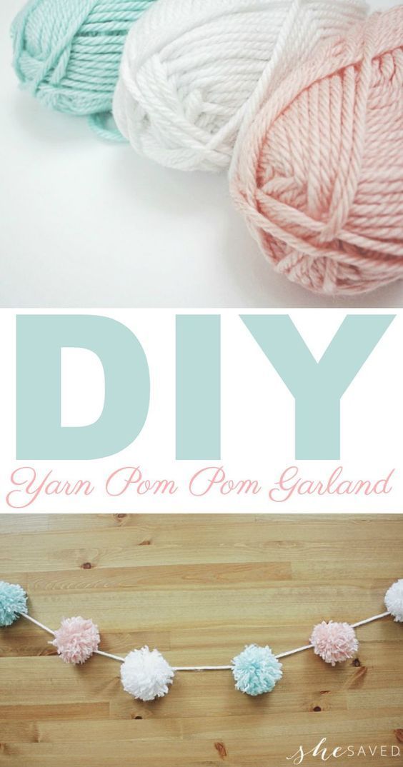 Yarn Pom Pom Garland Craft - SheSaved® -   16 diy projects For Kids with yarn ideas
