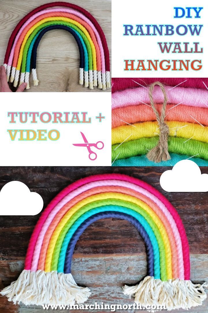 How to Make a DIY Rainbow Wall Hanging -   16 diy projects For Kids with yarn ideas