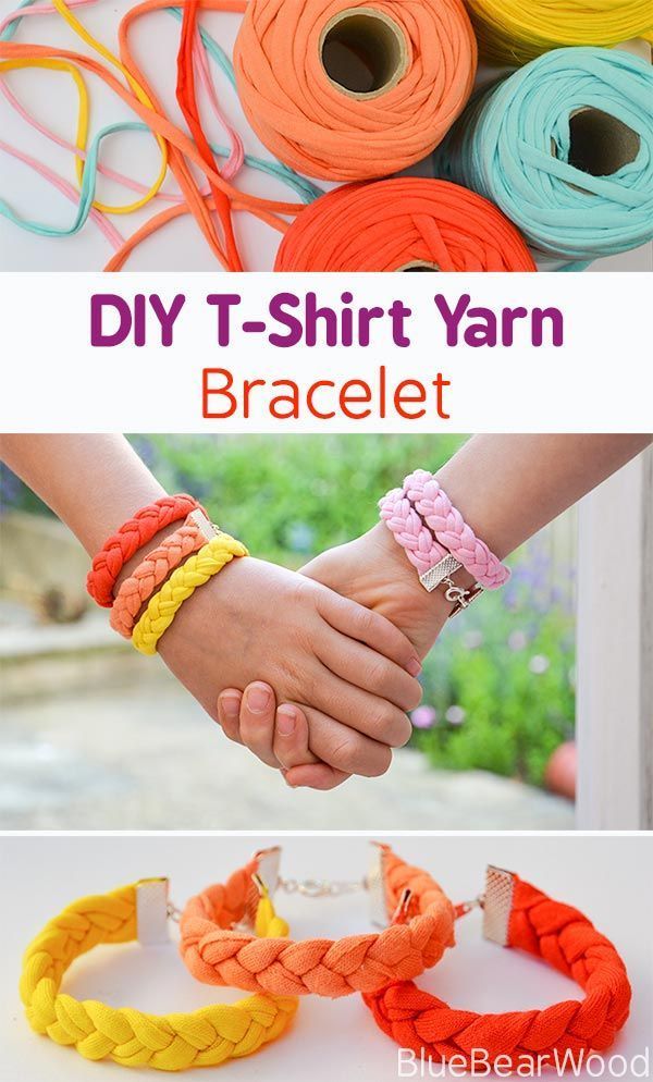 How To Make Easy Colourful DIY T-shirt Yarn Bracelets -   16 diy projects For Kids with yarn ideas