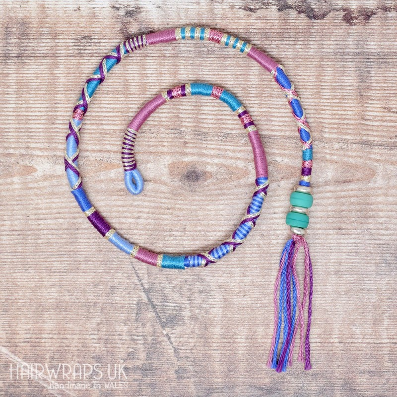 Removable Blue, Pink, and Purple Hair Wrap with Glass Beads – Silence. -   16 hair Braids thread ideas