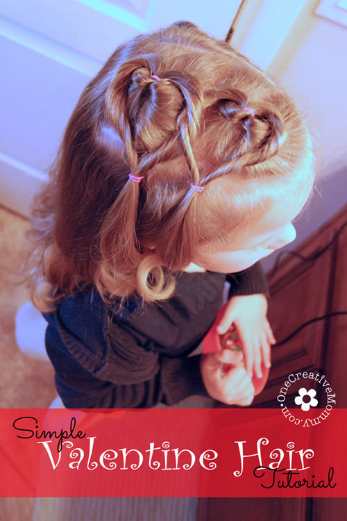 Easy Valentine Hair Style Tutorial - onecreativemommy.com -   16 hair Tutorial kids ideas