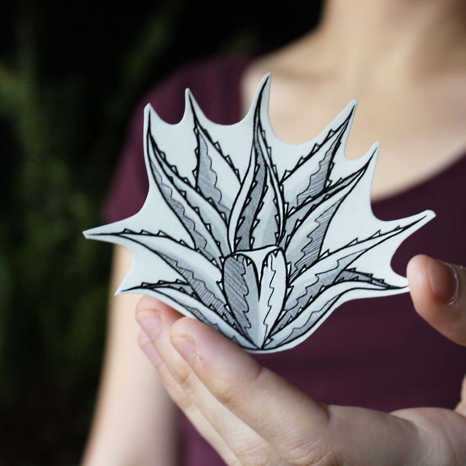 Agave Spikes Temporary Tattoo, Desert Succulent Plants, Black Line Drawing, Nature Tattoo -   16 planting Drawing nature ideas