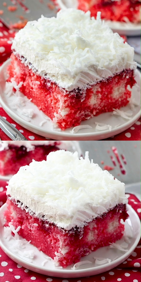Raspberry Zinger Poke Cake -   17 desserts Cake ideas