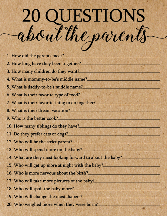 20 Questions About the Parents -   17 diy projects For Mom baby shower ideas