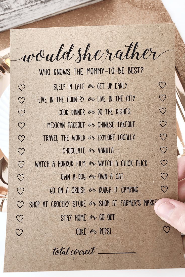 Would She Rather Baby Shower Game . Would She Rather . Who Knows Mommy Best . Baby Shower Games . Ru -   17 diy projects For Mom baby shower ideas