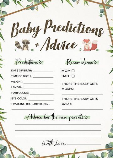 Baby Predictions and Advice, Baby Shower Game Printable, Instant Download, Woodland Theme, Gender Neutral Baby Shower Games, Advice Cards -   17 diy projects For Mom baby shower ideas