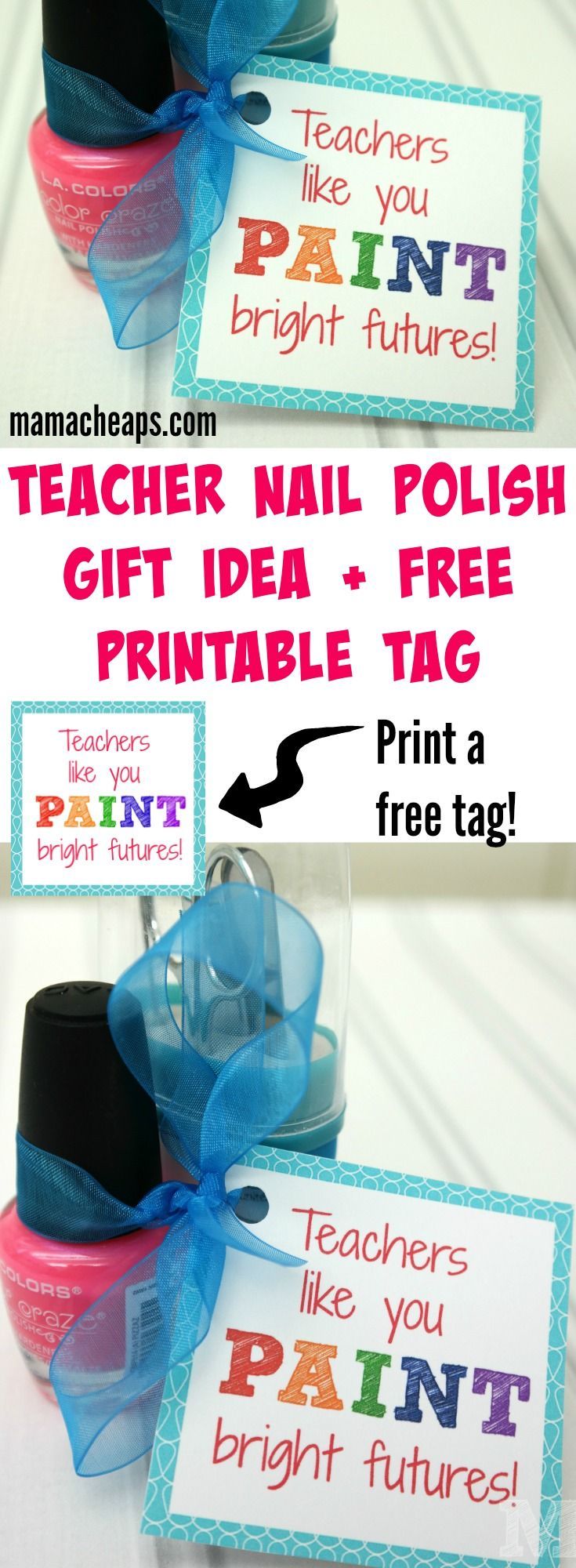 Teacher Nail Polish Gift Idea + FREE Printable Tag | Mama Cheaps® -   17 diy projects For School nail polish ideas