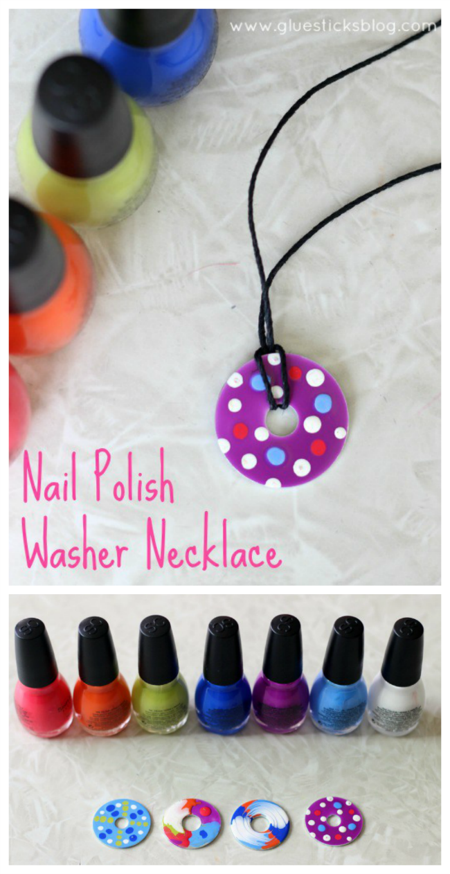 Nail Polish Washer Necklaces: a Fun Craft Activity for Kids and Teens -   17 diy projects For School nail polish ideas