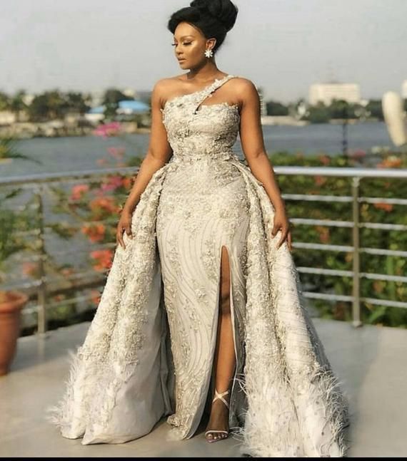 Long party lace dress with train,African prom lace dress Wedding dress Prom gowns, Evening dress ,African clothing for women -   17 dress Party lace ideas