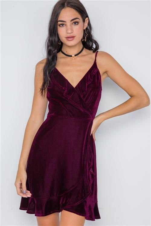 Velvet Surplice Mini Dress | Burgundy -   17 evening dress Mini ideas