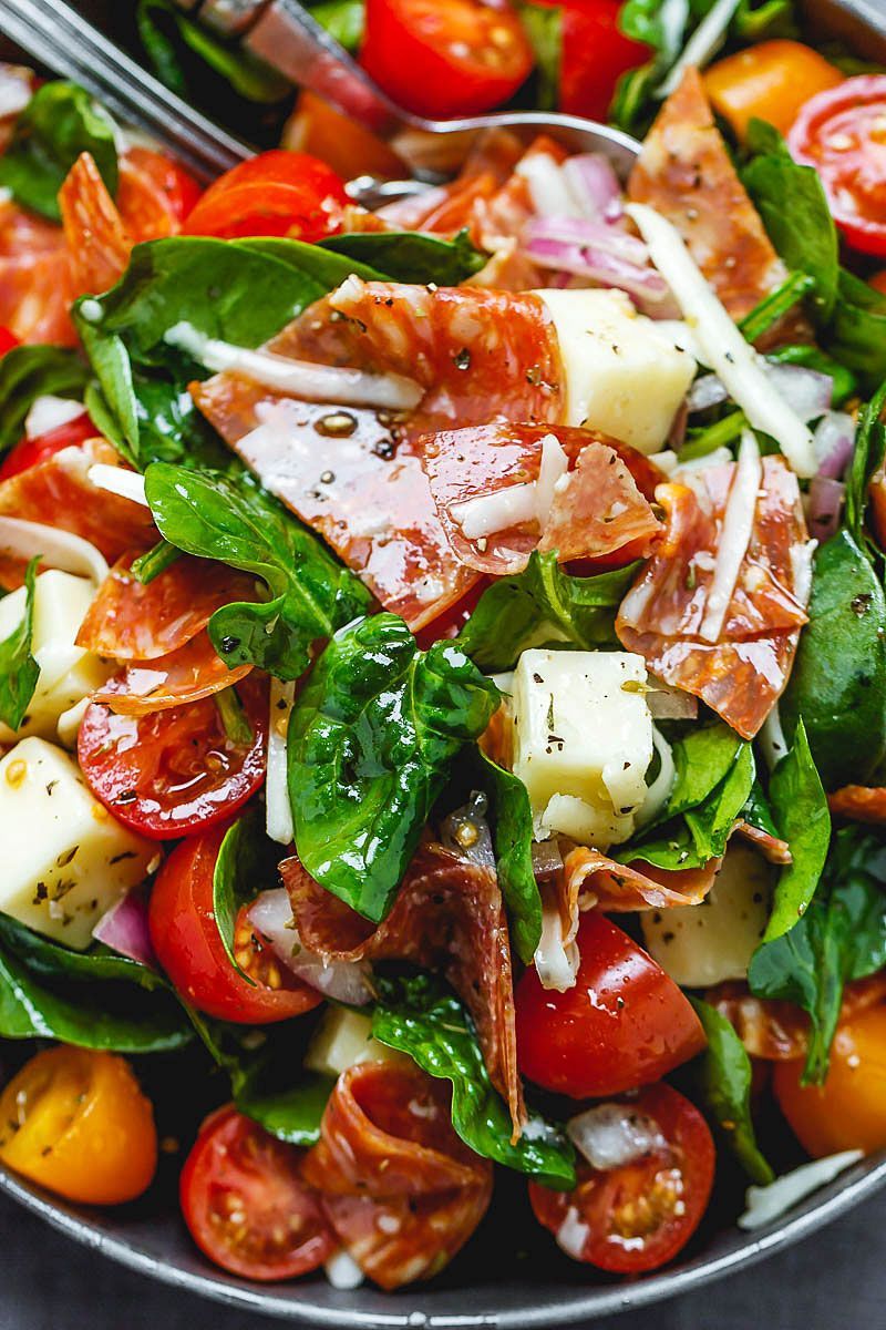 Spinach Salad with Mozzarella, Tomato & Pepperoni -   17 healthy recipes Salad ovens ideas