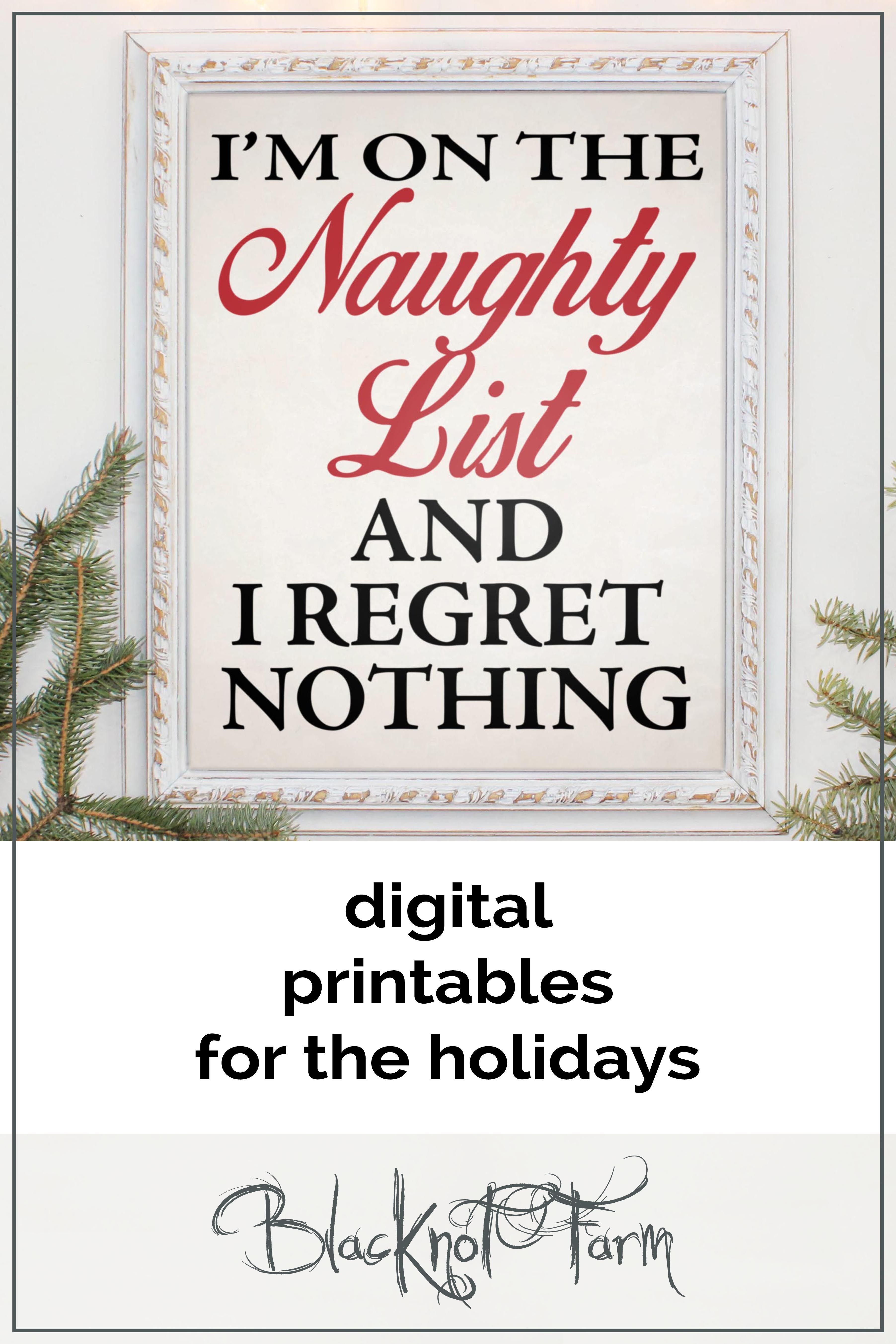 I'm on the naughty list and I regret nothing. Funny Christmas decor. Holiday saying as easy home dec -   17 holiday Sayings link ideas