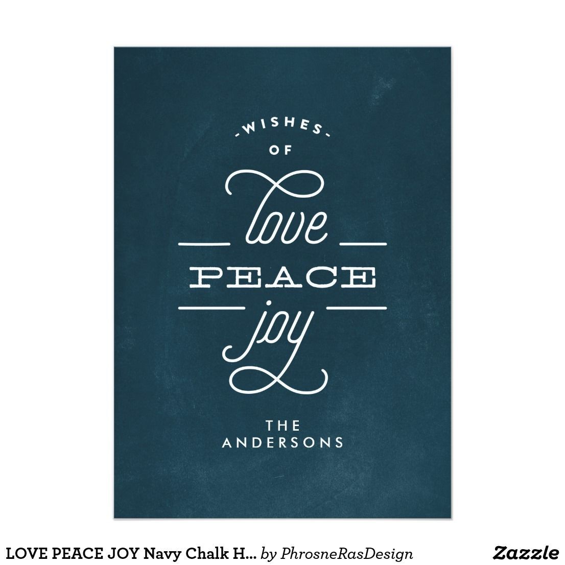 LOVE PEACE JOY Navy Chalk Holiday Christmas Card | Zazzle.com -   17 holiday Sayings link ideas