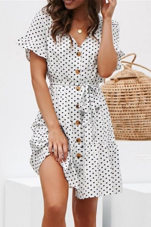 Chiffon Dress Polka Dot Boho Beach -   18 casual dress Patterns ideas