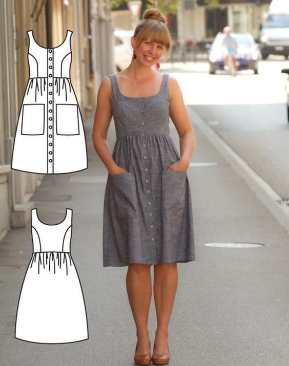 Button Down Dress Pattern - Midi Dress Pattern - Midi Dress Sewing Pattern - Midi Dress patterns- Pollyanna Pocket Dress Sewing Pattern -   18 casual dress Patterns ideas