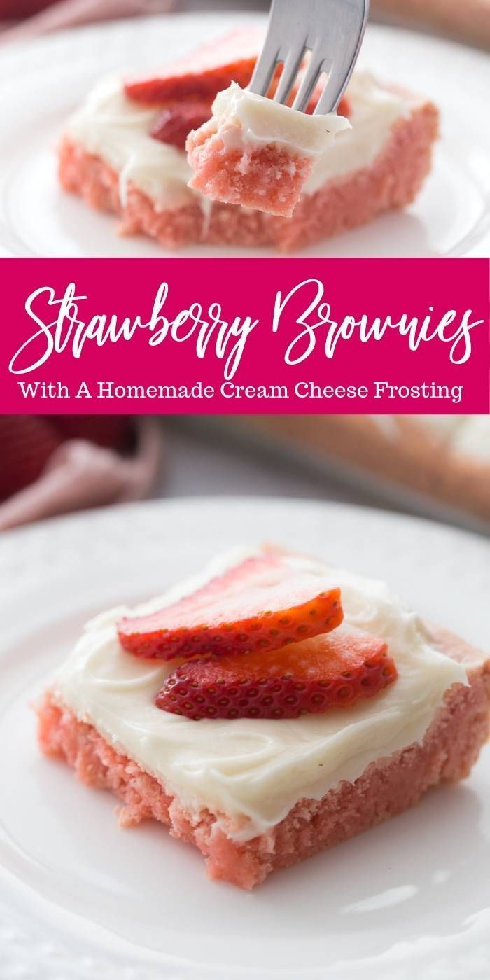 Strawberry Brownies Recipe with Cream Cheese Frosting - Passion For Savings -   18 desserts Holiday cream cheeses ideas