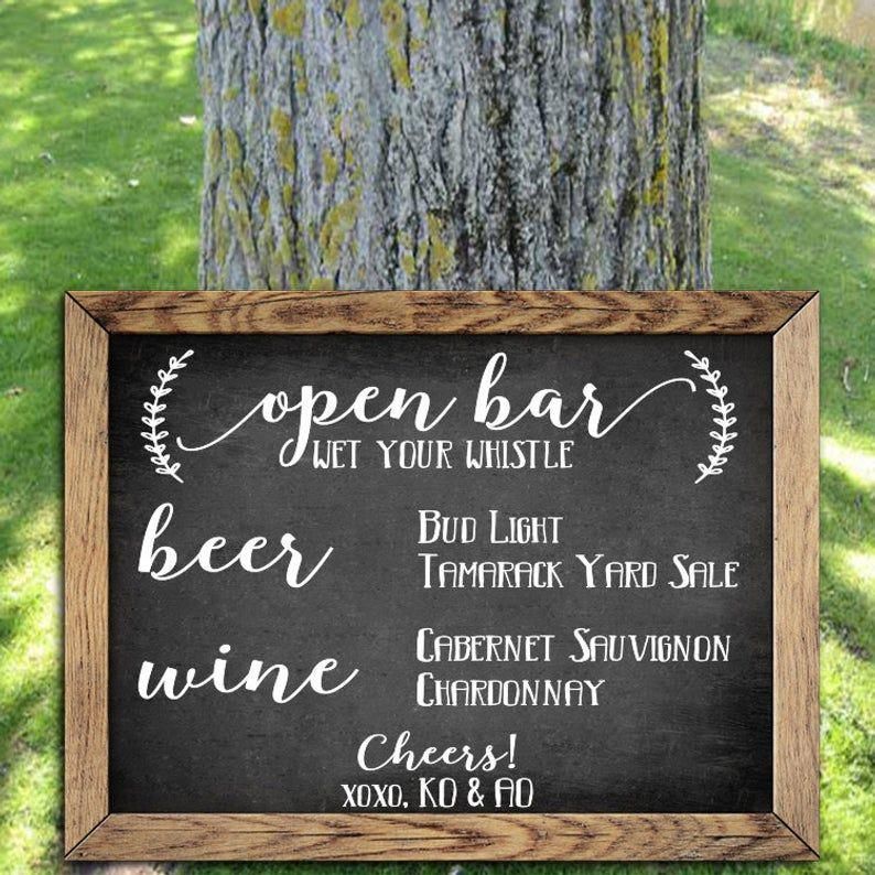 Open Bar Sign - Decals - Wedding Sign - Wedding Bar Sign - Open Bar - Wedding Open Bar - Wedding Signage - Wedding Decor - Rustic - Boho -   18 wedding Beach bar ideas