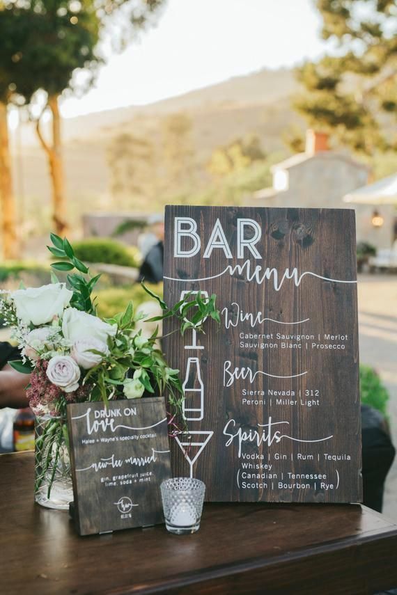 Custom Solid Wood Bar Menu or Food Menu for Wedding, Anniversary or Party -   18 wedding Beach bar ideas