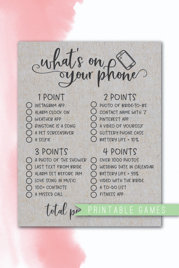 Grey What's On Your Phone Bridal Shower Game. Rustic Grey Bridal Shower Game. What's On Your Phone. Bridal Shower What's On Your Phone Game. -   18 wedding Games for money ideas