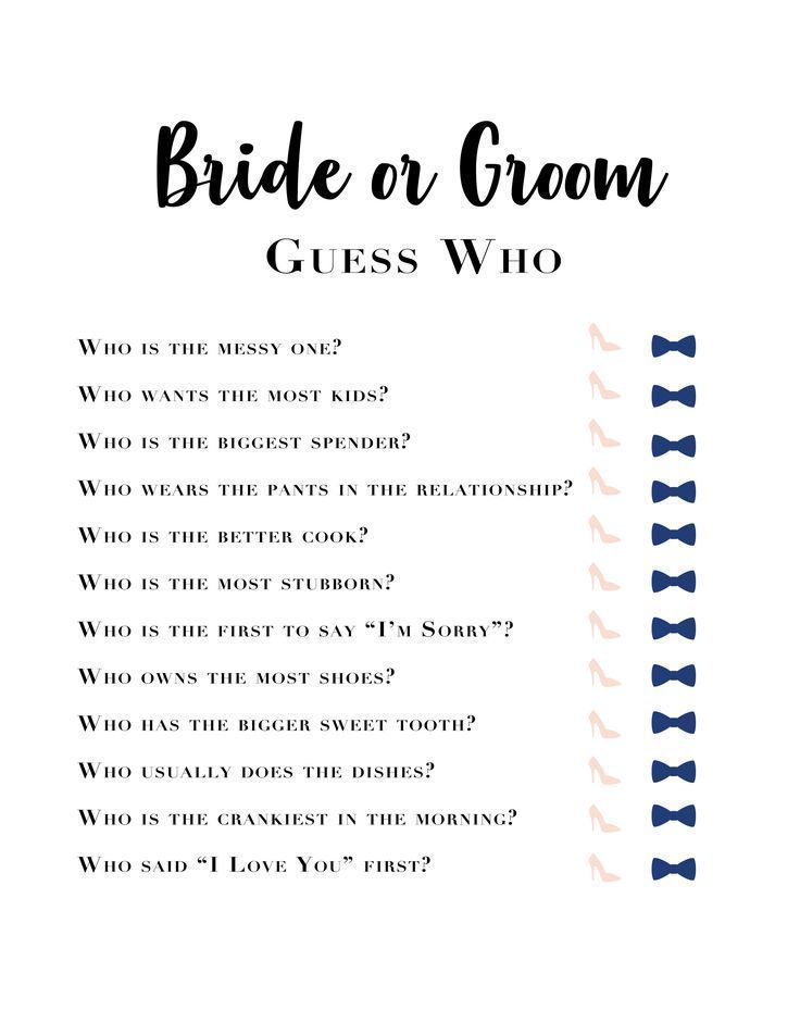 Bachelorette Games, Bridal Shower, Know the Bride, Bride and Groom, Wedding Games, What did he say. -   18 wedding Games for money ideas