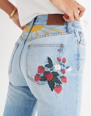 The Petite Perfect Summer Jean: Strawberry Embroidered Edition -   19 DIY Clothes Denim fun ideas