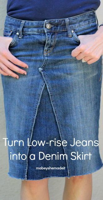 How to Make a Skirt Out of Jeans • Mabey She Made It -   19 DIY Clothes Denim fun ideas