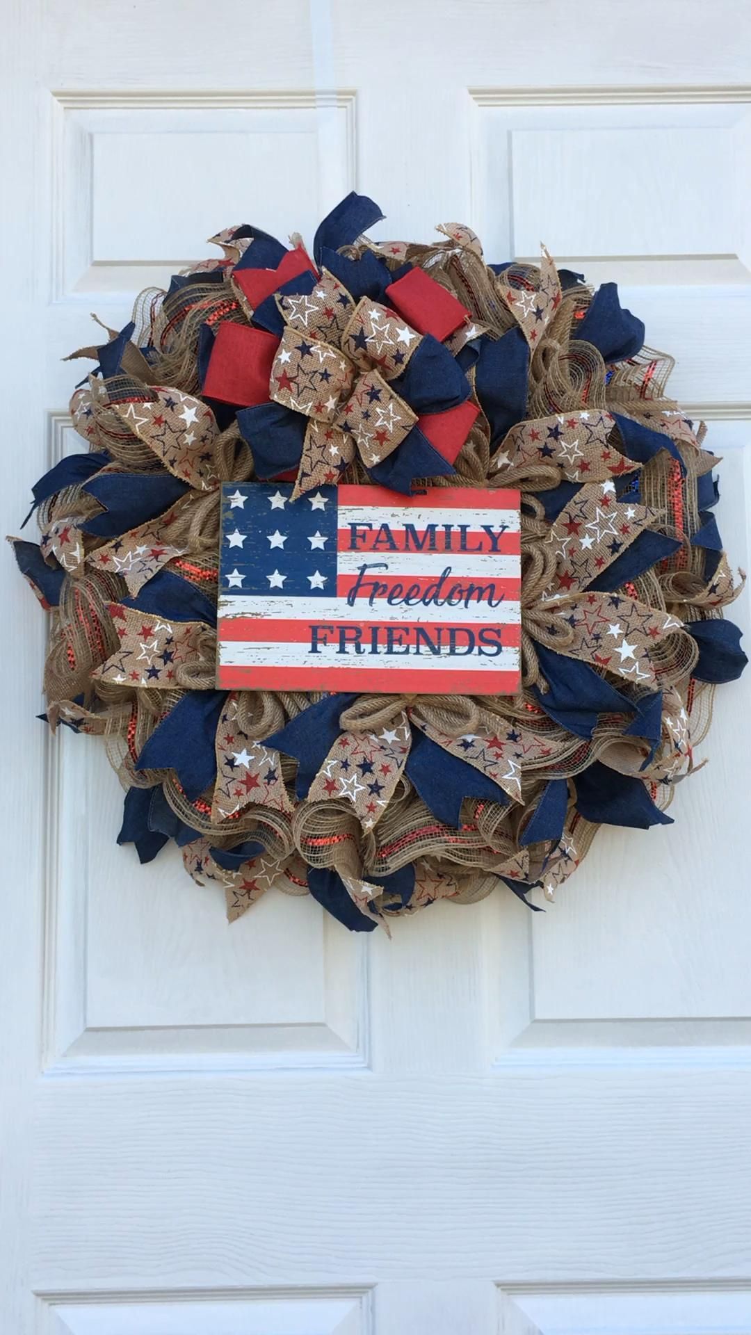 Family, Freedom, Friends Patriotic Wreath -   19 holiday Wreaths 4th of july ideas