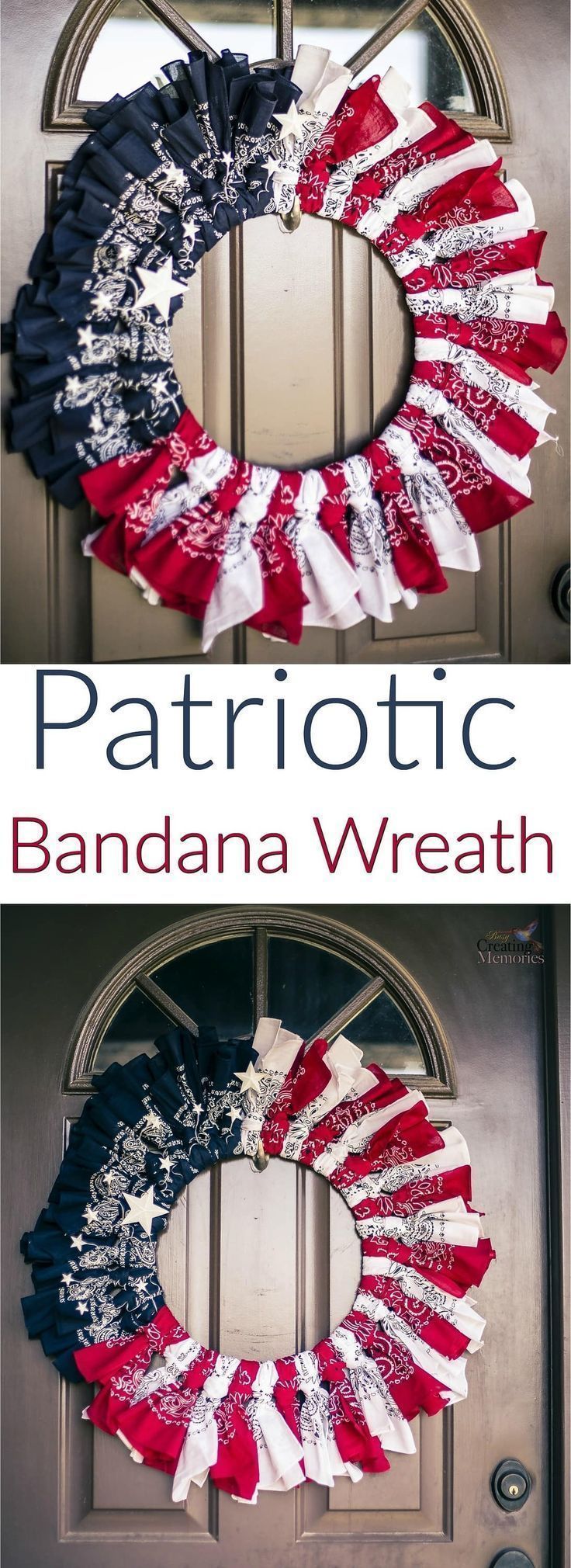 The Easiest Patriotic Bandana Wreath Tutorial with Video instructions -   19 holiday Wreaths 4th of july ideas
