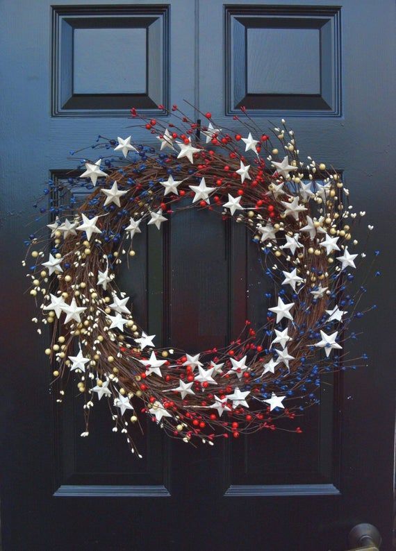 Memorial Day Wreath, Fourth of July Wreath, Americana Wreath, Patriotic Door Wreath, Country Wreath, Rustic Wreath Stars and Stripes -   19 holiday Wreaths 4th of july ideas
