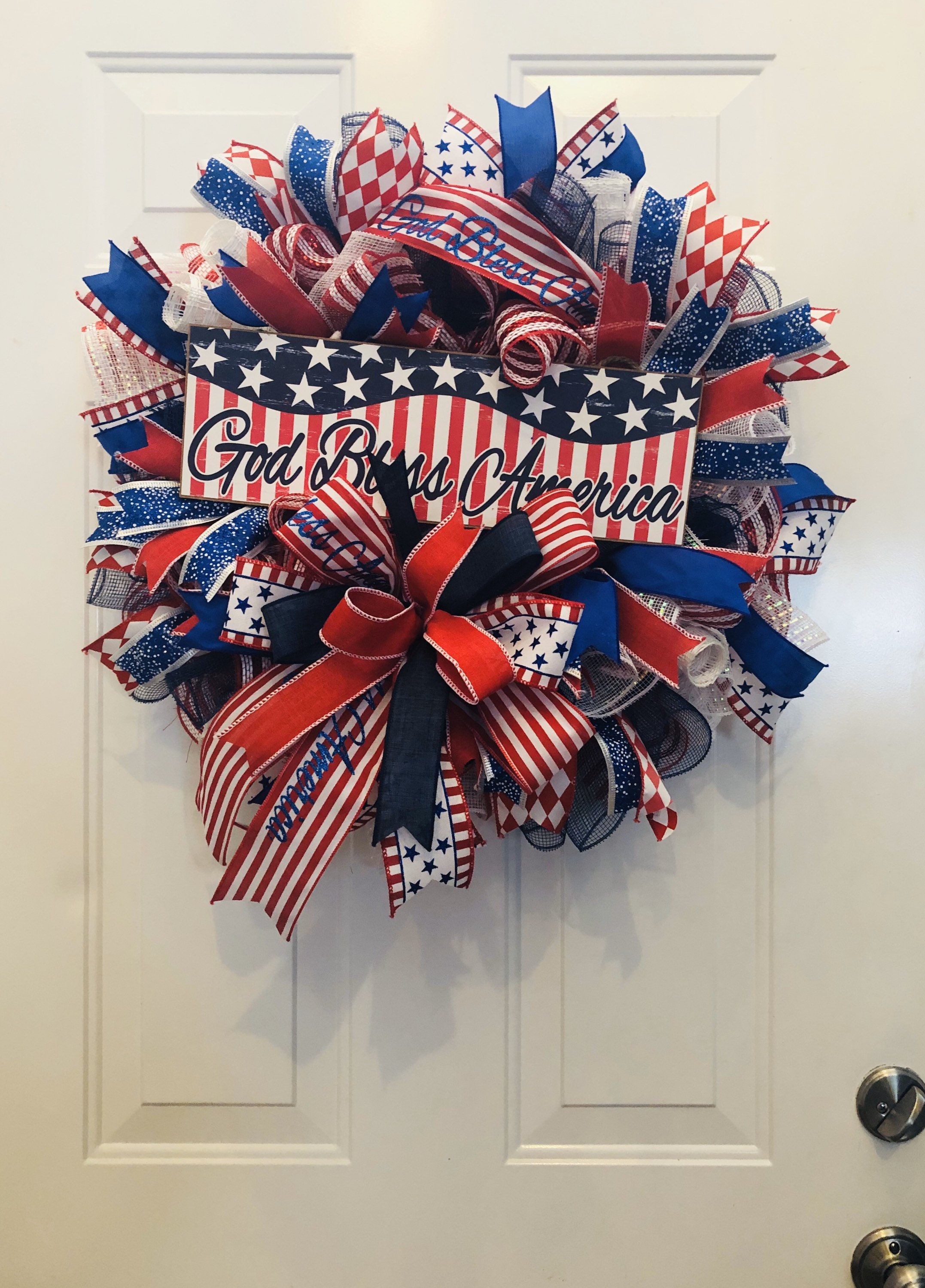 Front Door Patriotic Wreath, God Bless America Decor -   19 holiday Wreaths 4th of july ideas
