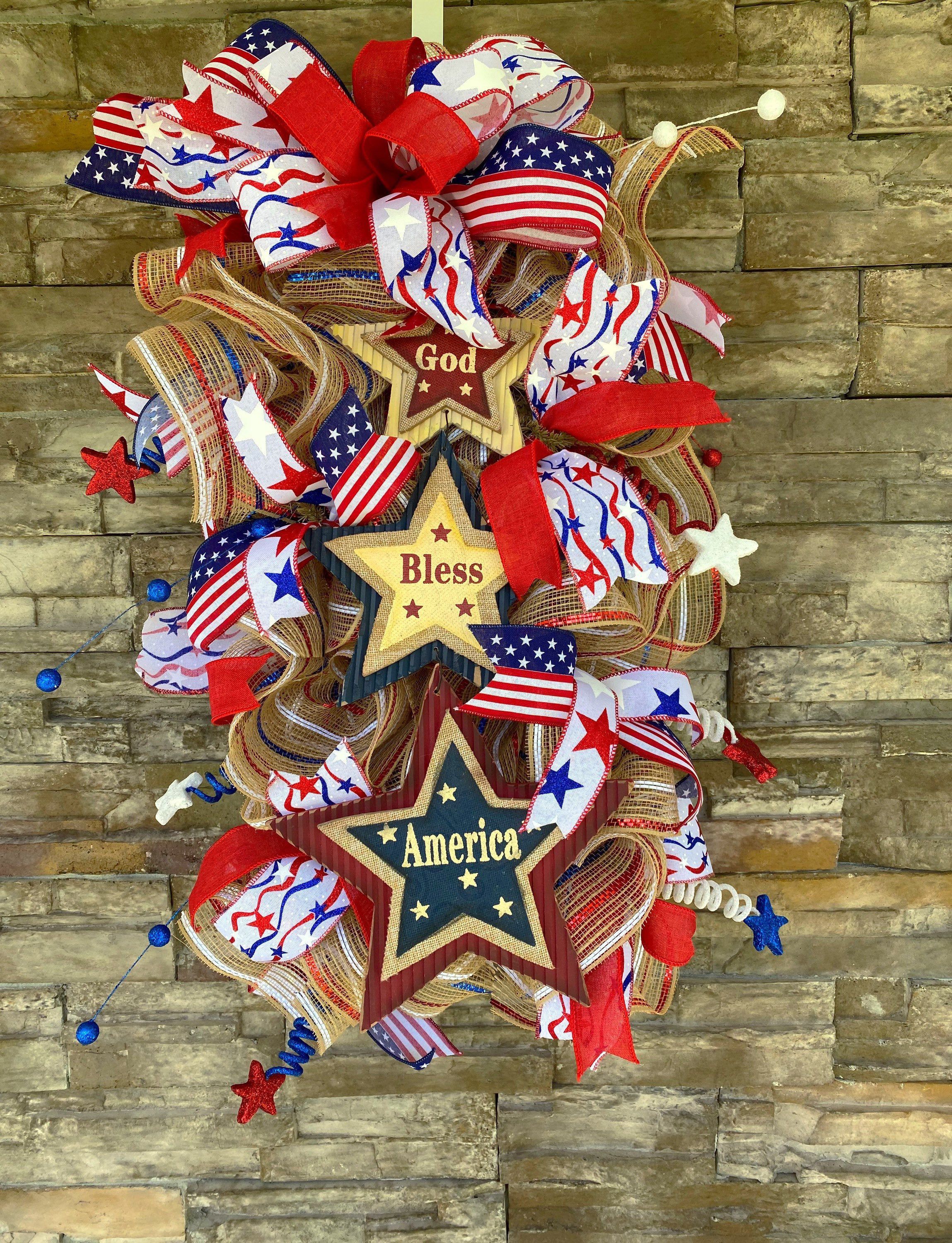 Patriotic Swag, 4th of July Wreath, Memorial Day Wreath, Summer Wreath, Patriotic Decor, Front Door Wreath, America, Patriotic Decor, Swag -   19 holiday Wreaths 4th of july ideas