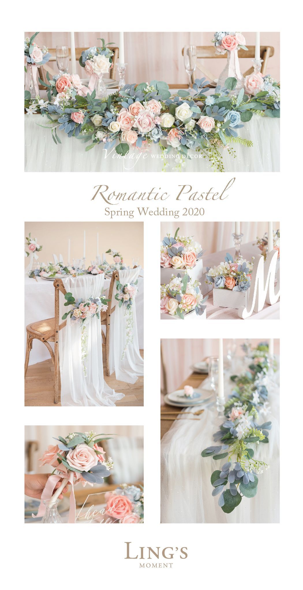 Romantic Pastel Floral Garland For Spring Wedding 2020, 10% Off First Order -   19 wedding Colors blue ideas