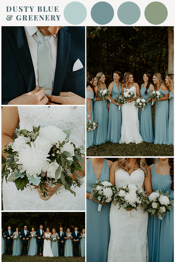 Dusty Blue and Sage  Wedding Color Palette Scheme for Bridesmaids with White Bouquet -   19 wedding Colors blue ideas