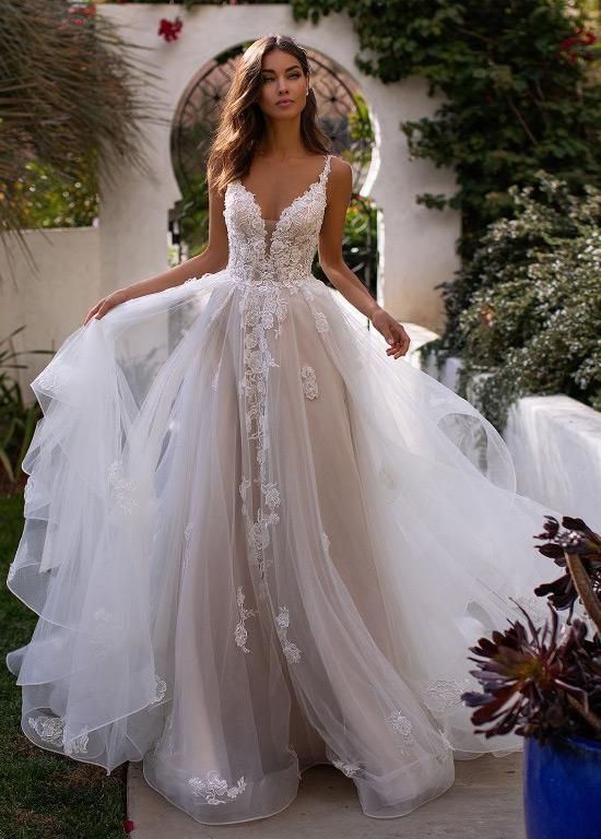 Wedding Dress Lace, Winsome Tulle V-neck Neckline A-Line Wedding Dresses With Beaded Lace Appliques MAG20201598 Cute Bridal -   20 wedding dresses ideas