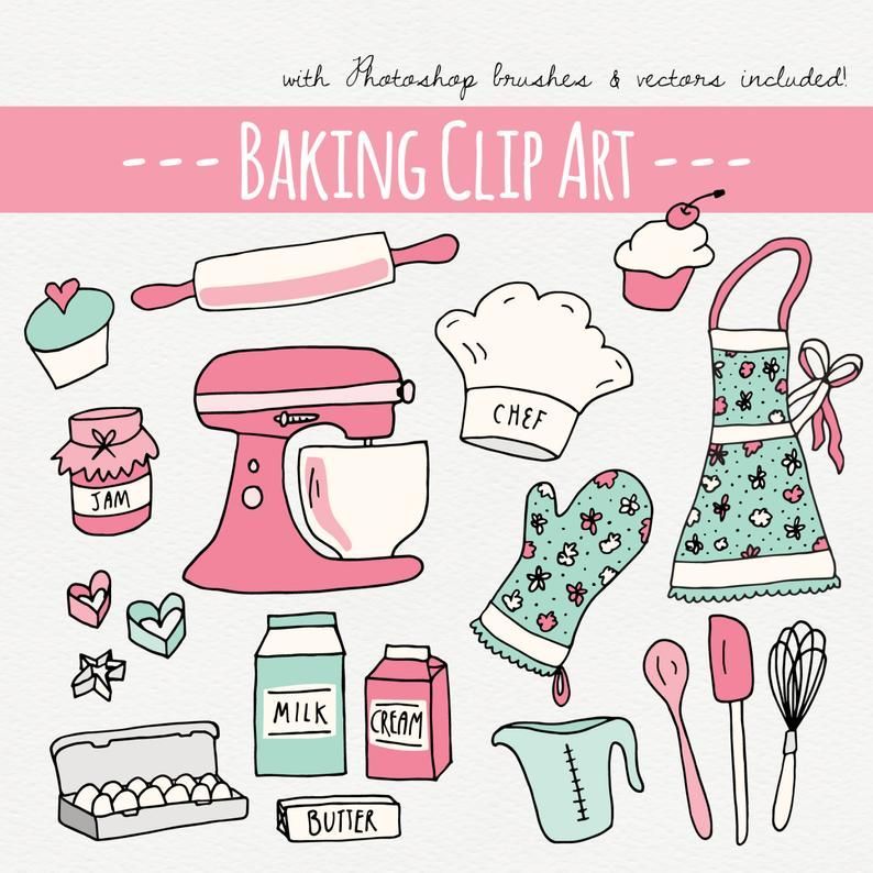 Baking Clipart Set, Cake Clipart, Digital Clip Art, Kitchen Clipart, Planner Clipart, Baking, Mixer, PNG, EPS, Vector, Instant Download -   12 cake Aesthetic drawing ideas