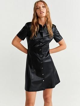 Pu Leather Shirt Dress -   12 dress Black camisero ideas