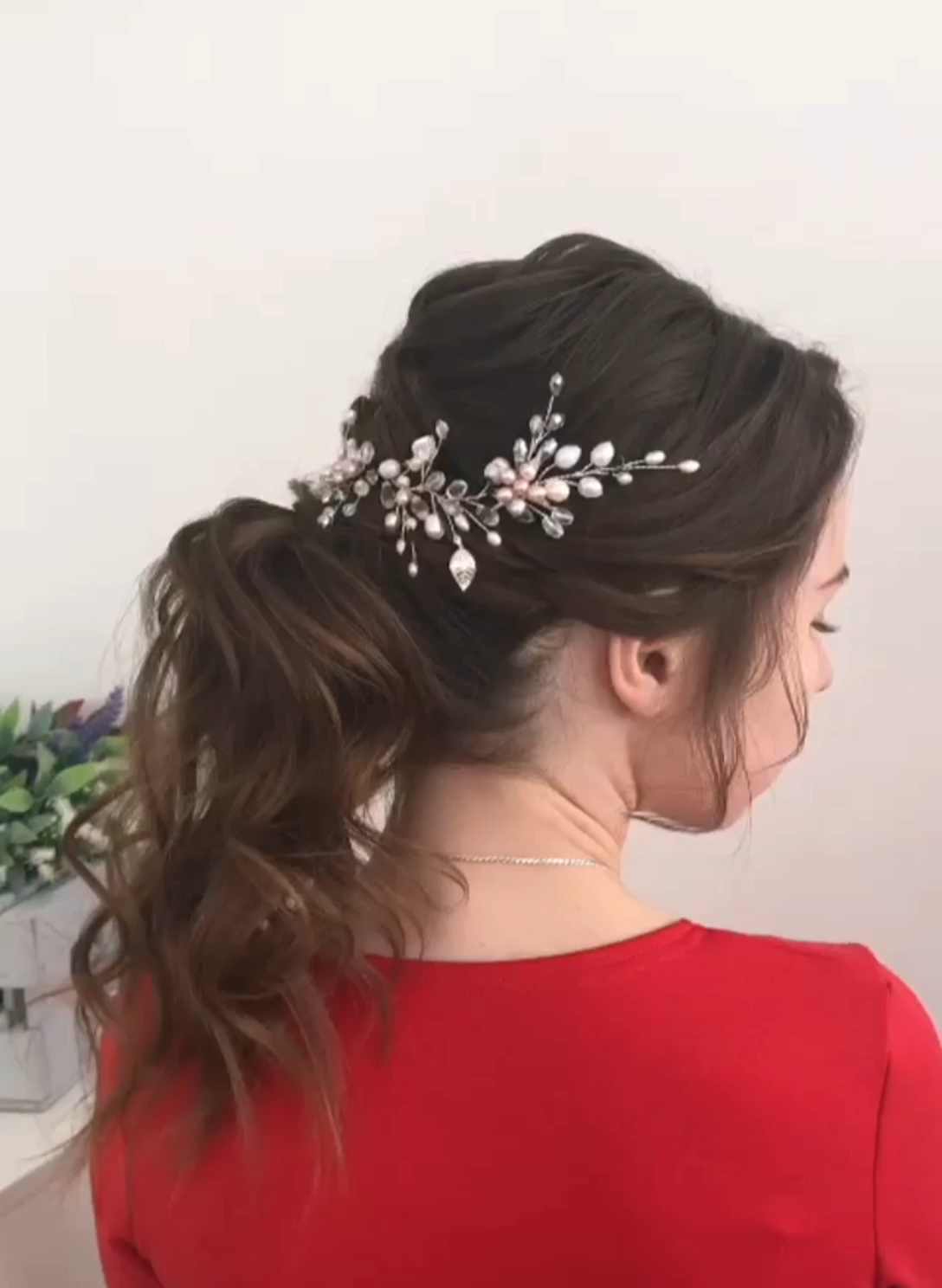 Pearl and crystal hair vine, Bridal hair vine, Wedding hair vine, Blush pink hair accessories -   12 open hairstyles Straight ideas