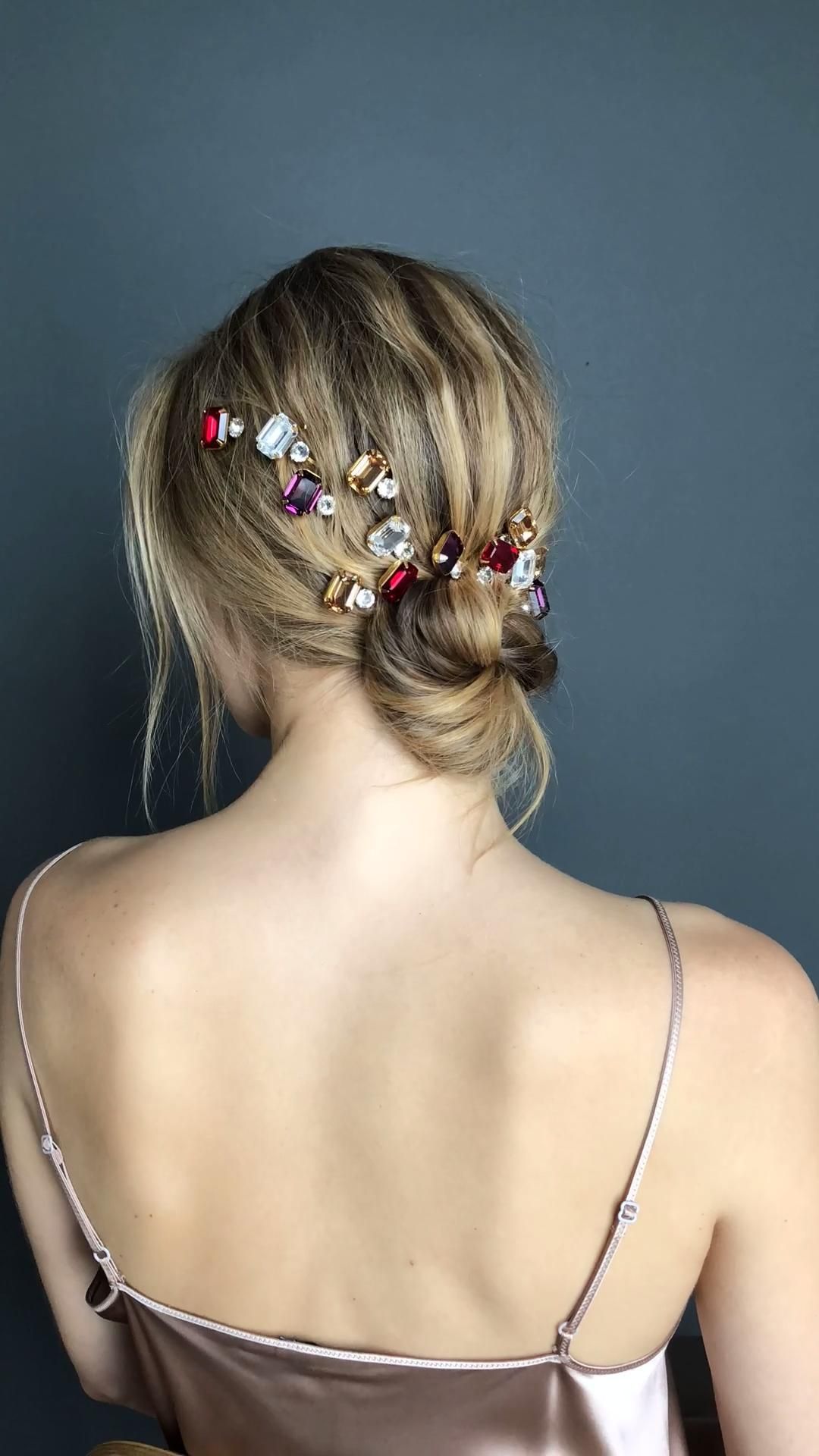 DIY hair: bejeweled low chignon -   14 christmas hairstyles ideas