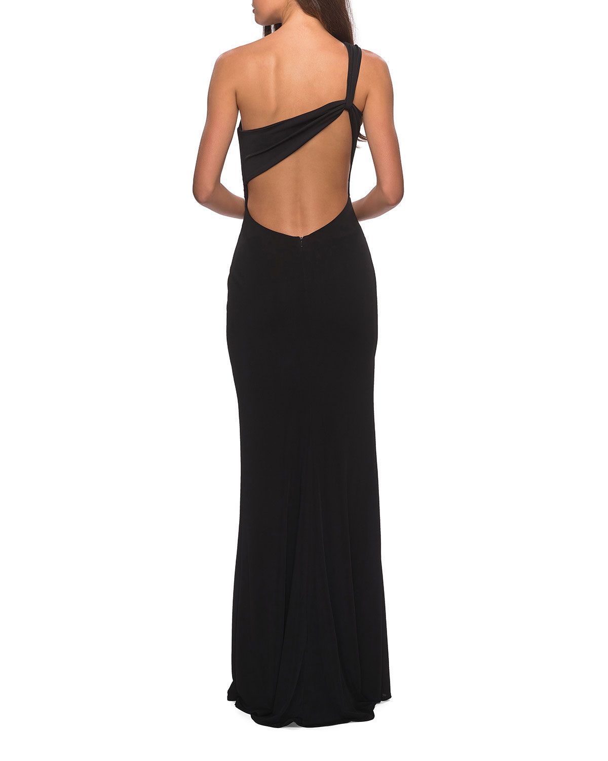 La Femme One-Shoulder Ruched Open-Back Jersey Gown w/ Slit -   14 dress For Teens open backs ideas