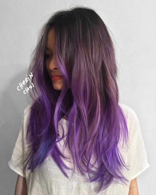 19 Medium Length Purple Hair Highlights In Blonde Hair -   14 hair Purple brown ideas