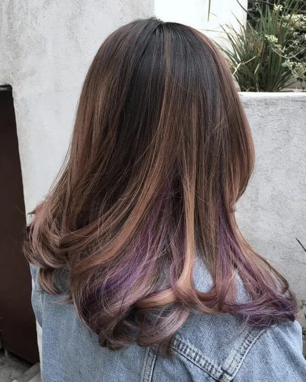 140 versatile ideas of purple highlights for blonde -   14 hair Purple brown ideas