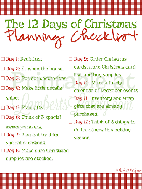 The 12 Days of Christmas Planning | Lamberts Lately -   14 holiday Checklist baby ideas