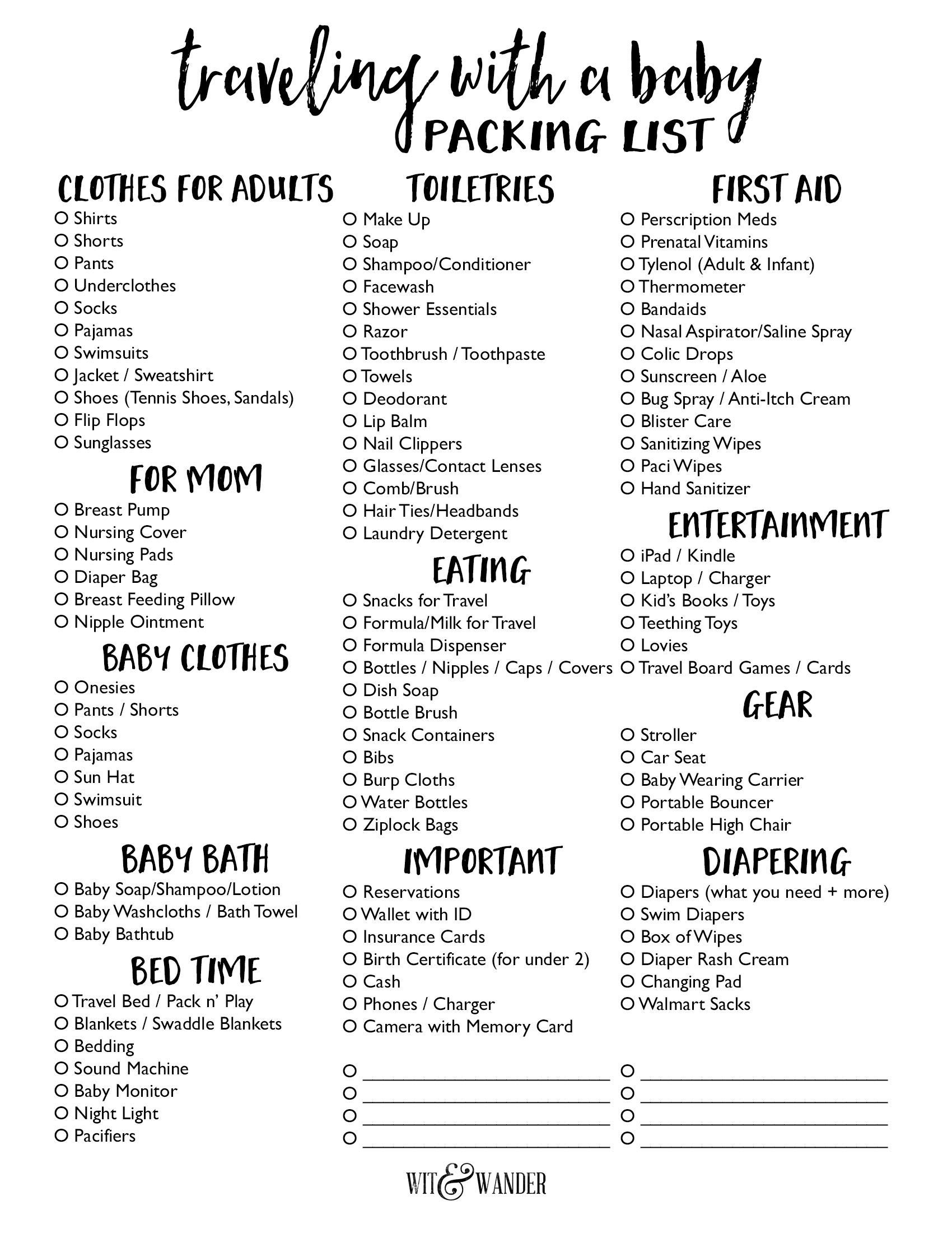14 holiday Checklist baby ideas