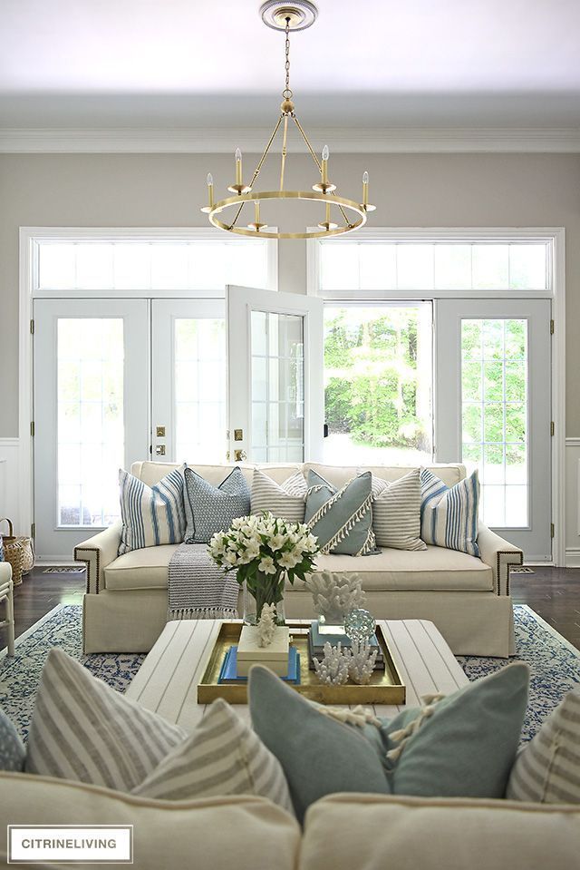 SUMMER LIVING ROOM TOUR WITH BLUE + WHITE - CITRINELIVING -   14 home accents Living Room chic ideas