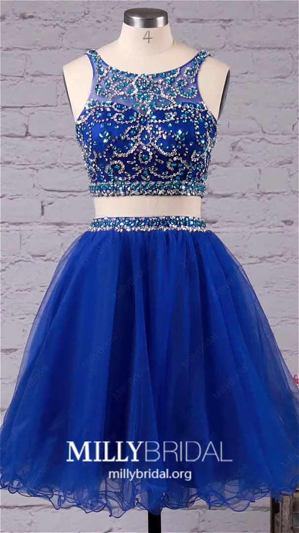 Two Piece Homecoming Dresses 2019, Royal Blue Formal Dresses Short, A-line Cocktail Party Dress 2019 -   15 dress Cortos azul ideas