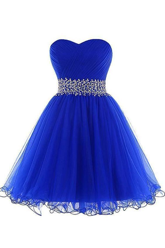 A-Line Homecoming Dresses A-line Sweetheart Short Tulle Lace-up Royal Blue Homecoming Dress -   15 dress Cortos azul ideas