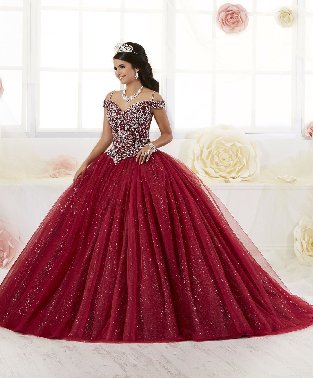 Beaded Off the Shoulder Quinceanera Dress by House of Wu 26899 -   15 dress Quinceanera burgundy ideas