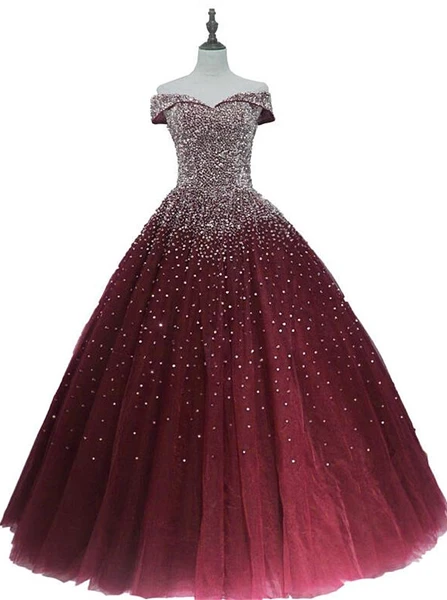 Charming Burgundy Sequins Long Quinceanera Dress, Prom Gown -   15 dress Quinceanera burgundy ideas